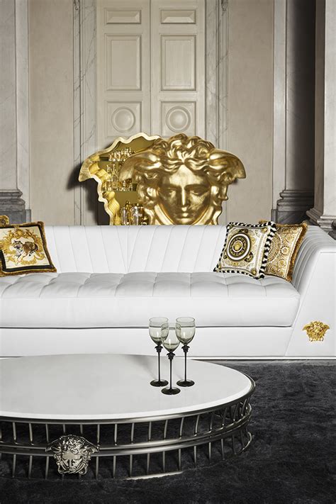 versace home collection 2019|living room with Versace painting.